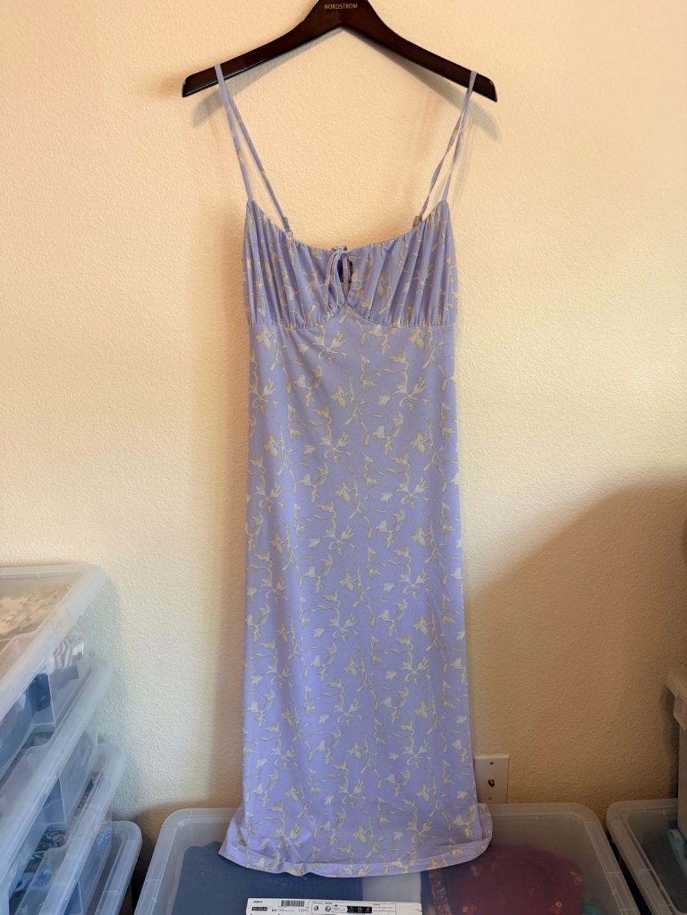 By Anthropologie Sleeveless Slip
Midi Dress Lavender Floral Maxi Dress, lined, M - Picture 8 of 12